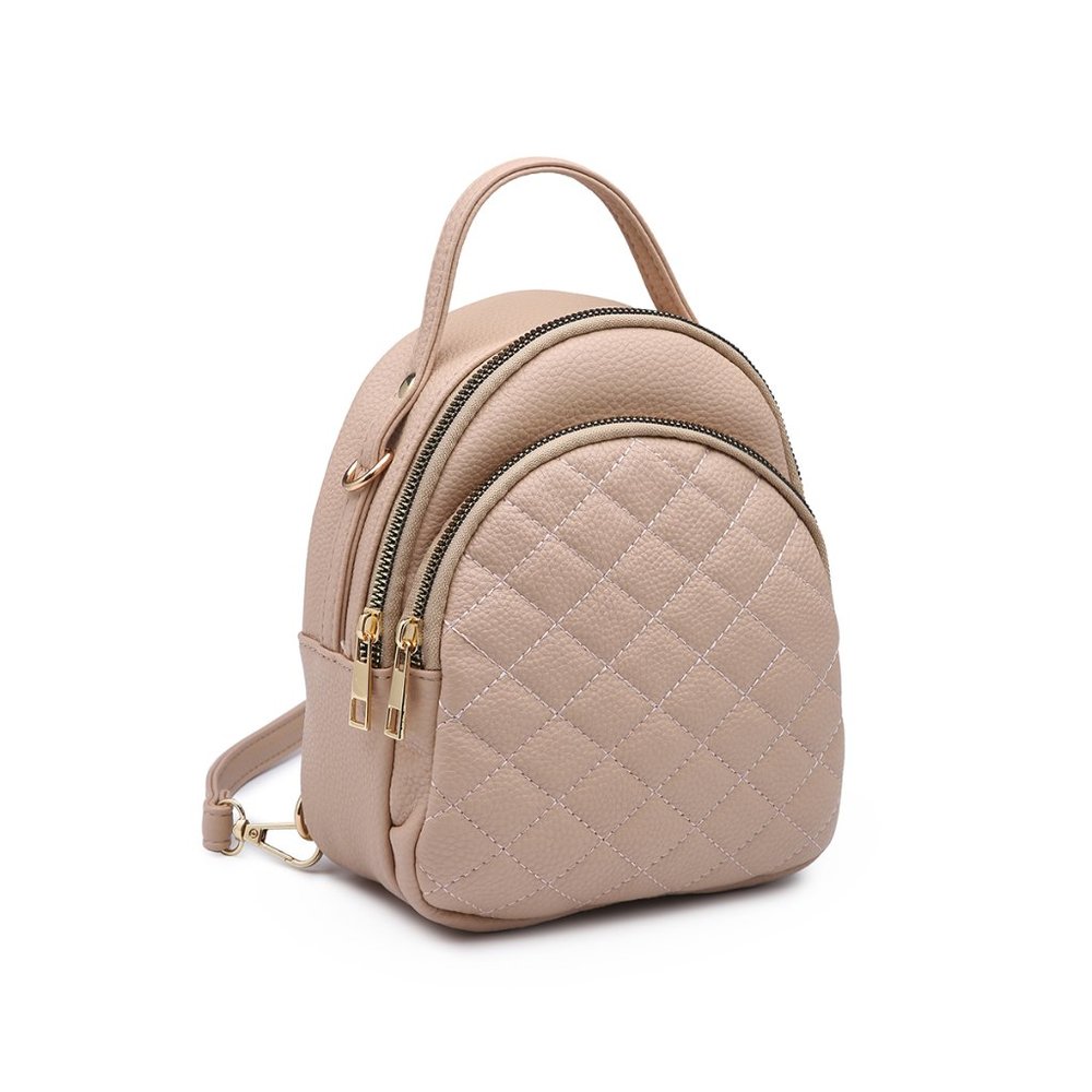 Leatherette Quilted Pattern Backpack - Picture 4 of 8
